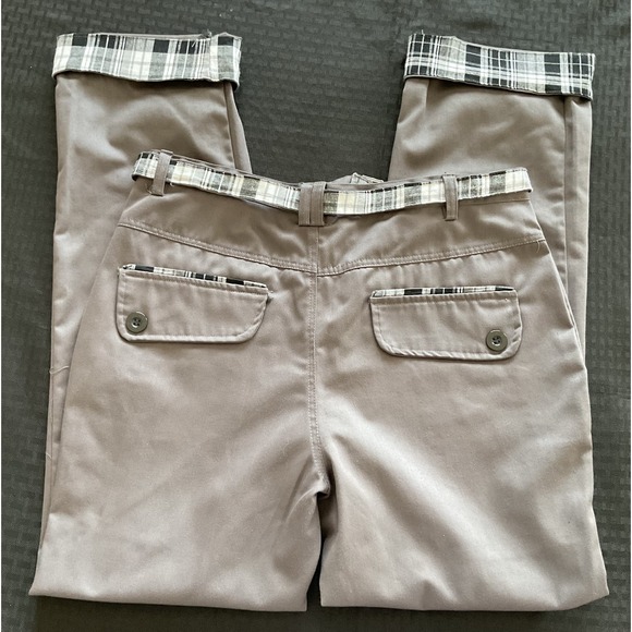 Msz Homme Pants Women's 2XL Gray Button Pocket Plaid Trim Casual Trousers XXL - Picture 5 of 11